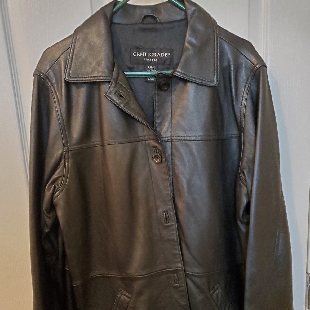 Women's Black Leather Jacket - Large